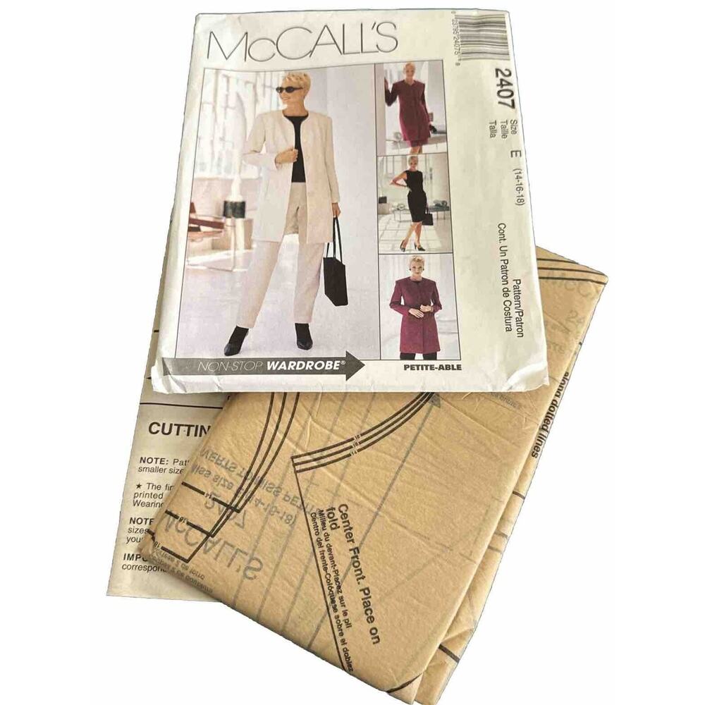 McCalls 2407 Womens Sz 14-18 Lined Jacket Top Pants Skirt Sewing Pattern UNCUT